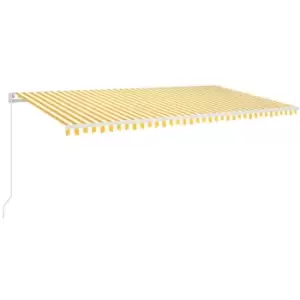 image of Vidaxl - Manual Retractable Awning with LED 600x350cm Yellow and White Yellow