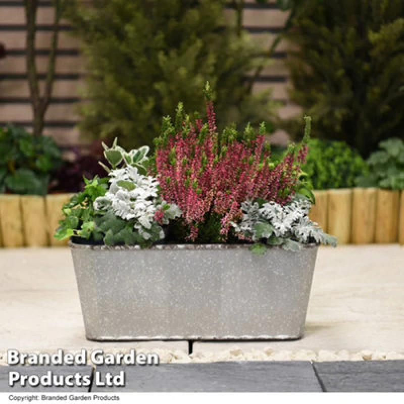 Image of Garden Gear Steel Effect Trough Planter For Garden Outdoor Patio Weatherproof Plastic (X2)