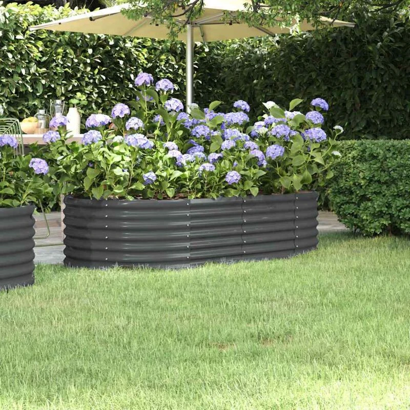 Image of vidaXL Garden Raised Bed Powder-coated Steel 152x80x36cm Anthracite, Grey 318916