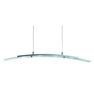 Image of LED Ceiling Pendant Bar Light Satin Silver, Glass 4 Curved