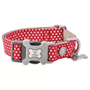 image of Hugo & Hudson Star Bone Buckle Dog Collar Red