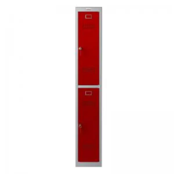 image of Phoenix PL Series 1 Column 2 Door Personal Locker Grey Body Red Doors EXR61916PH