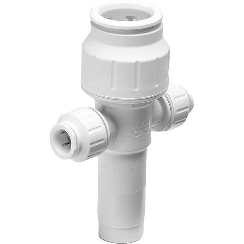 Image of John Guest 22mm x 10mm 2 Port Manifold With Stem PEM582210AWP White