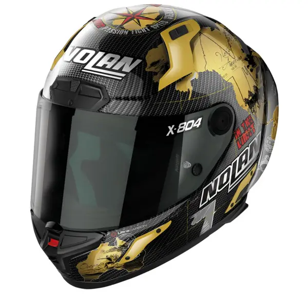 Image of Nolan X-804 RS Ultra Carbon Checa Gold 025 Replica Full Face Helmet Size L