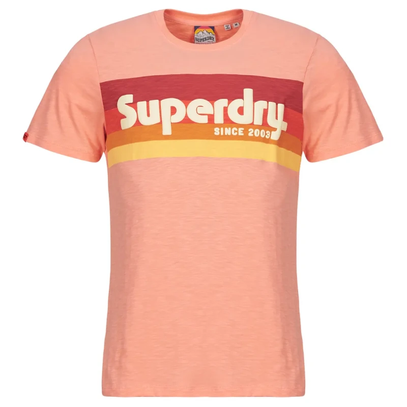 Image of Superdry T-Shirt Superdry Terrain Logo Stripe Relxed Rose Unisex M