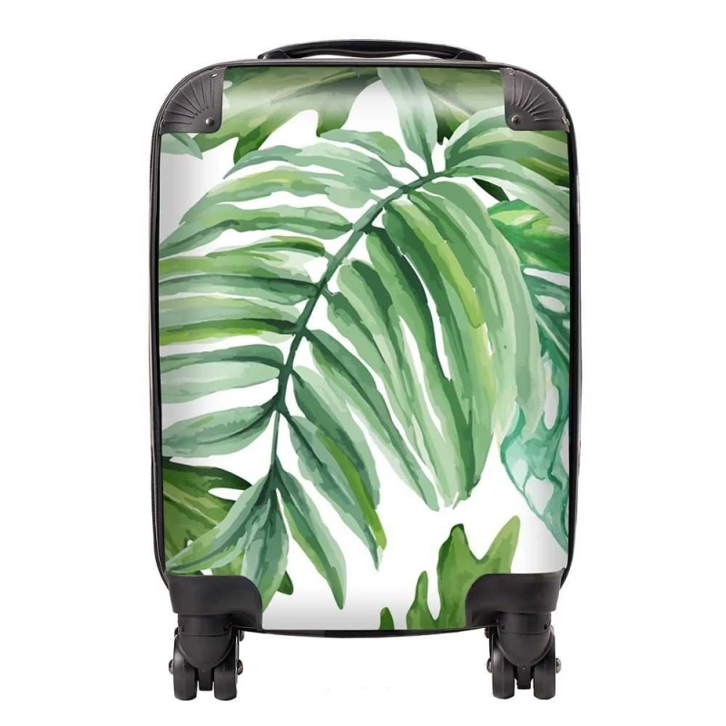 Image of Warren Reed - Designer Exotic Rainforest Leaves Suitcase in Green Size: Large Green Unisex Large