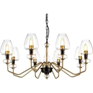 Image of Elstead - Armand 8 Light Chandelier, Aged Brass, Glass Shade
