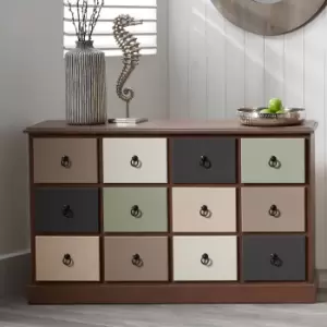 Image of Pacific Loft 12 Drawer Sideboard, Pine Brown/Beige/Black