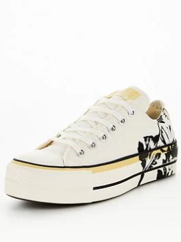 Converse Floral Fusion Platform Ox - Off White , Off White, Size 5, Women