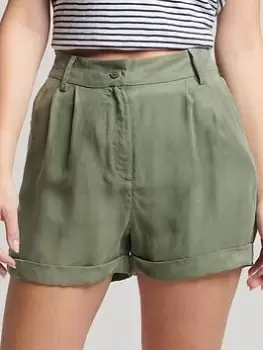 Image of Superdry Studios Cupro Short -green, Green, Size 12, Women