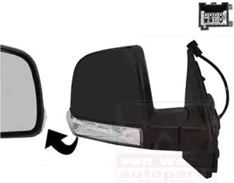 Image of VAN WEZEL 1638804 Wing mirror * HAGUS * Right, black, without wide angle mirror, Rough Outside Mirror (50)