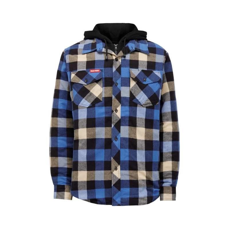 Image of Hard Yakka Quilted Flannel Shacket - Blue Blue Sml