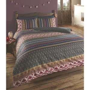 image of DE CAMA Luxury Indian Ethnic Print Single Duvet Quilt Cover Bedding Set Orkney Multi, Cotton and Polyester, Multicoloured