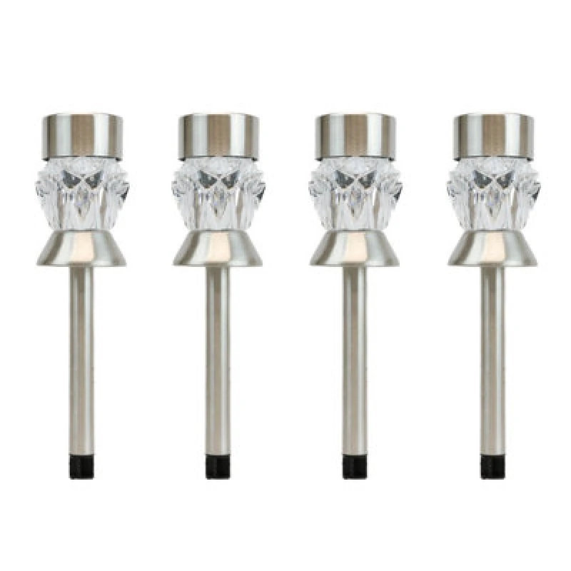 Image of Streetwize Pack of 4 Solar Round Crystal Stake Lights - Multi Multi One Size