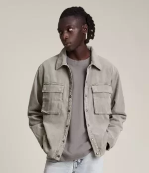 Image of AllSaints Mens Natt Corduroy Jacket, Inox Grey, Size: S