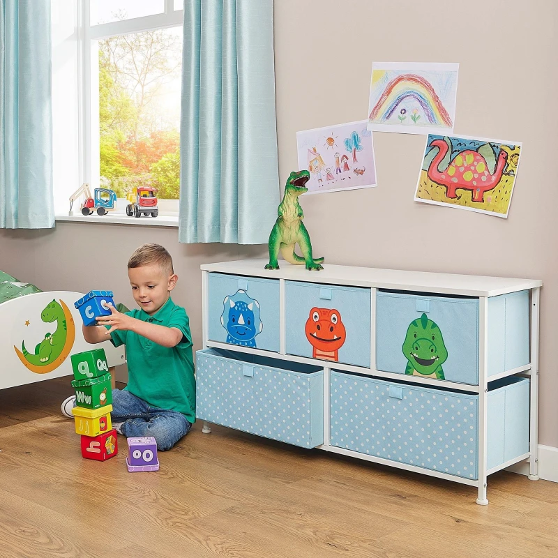 Image of Liberty House Toys Kids Dinosaur 5 Drawer Storage Chest 5L-206-DIA