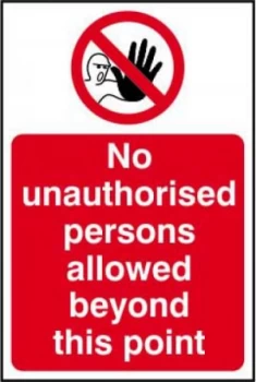 Image of No Unauthorized Persons Allowed Beyond This Point Sign S/A Vinyl