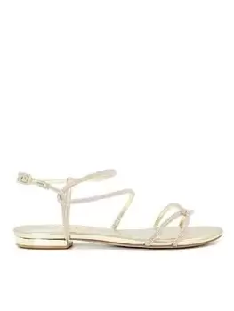 image of Dune London Dune Wf Nightly Embellished Flat Sandal - Gold, Metal, Size 4, Women