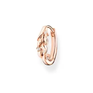 image of THOMAS SABO Rose Gold Plated Leaf Single Hoop Earring