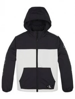 Image of Calvin Klein Jeans Boys Packable Mirror Monogram Jacket - Black