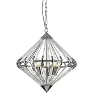 image of Impex Gerda 5 Light Chrome Ceiling Pendant Wire Frame Pendant Ceiling Light