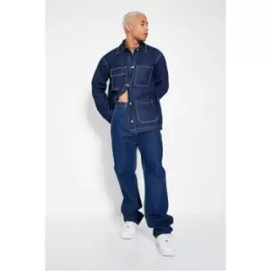 Image of I Saw It First Blue Mens Straight Leg Carpenter Jeans - Blue