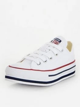 image of Converse Chuck Taylor All Star Ox Platform Eva Childrens Trainers - White, Size 12