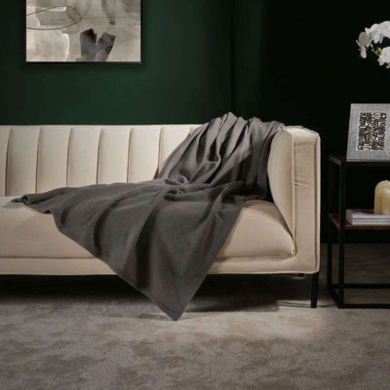 Image of OHS OHS Wholesale 10 Pack Plain Fleece Blanket Sofa Throw Joblot in Charcoal Size: 120cm x 150cm Charcoal 120cm x 150cm Unisex 5027434163267