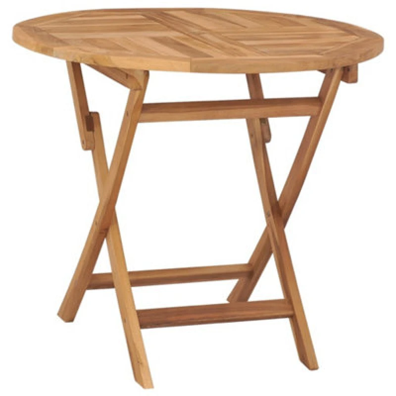Image of vidaXL Solid Teak Folding Outdoor Dining Table Round Garden Patio Furniture