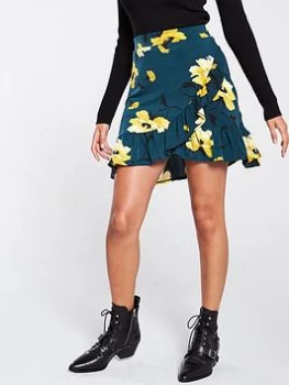 Image of Oasis Floral Print Flippy Skirt - Multi/Green, Multi Green, Size XS, Women