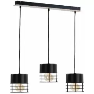 Image of Keter Casa Bar Pendant Ceiling Light Black, Wood, 60cm, 3x E27