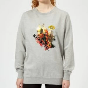 Image of Marvel Deadpool Outta The Way Nerd Womens Sweatshirt - Grey - XS