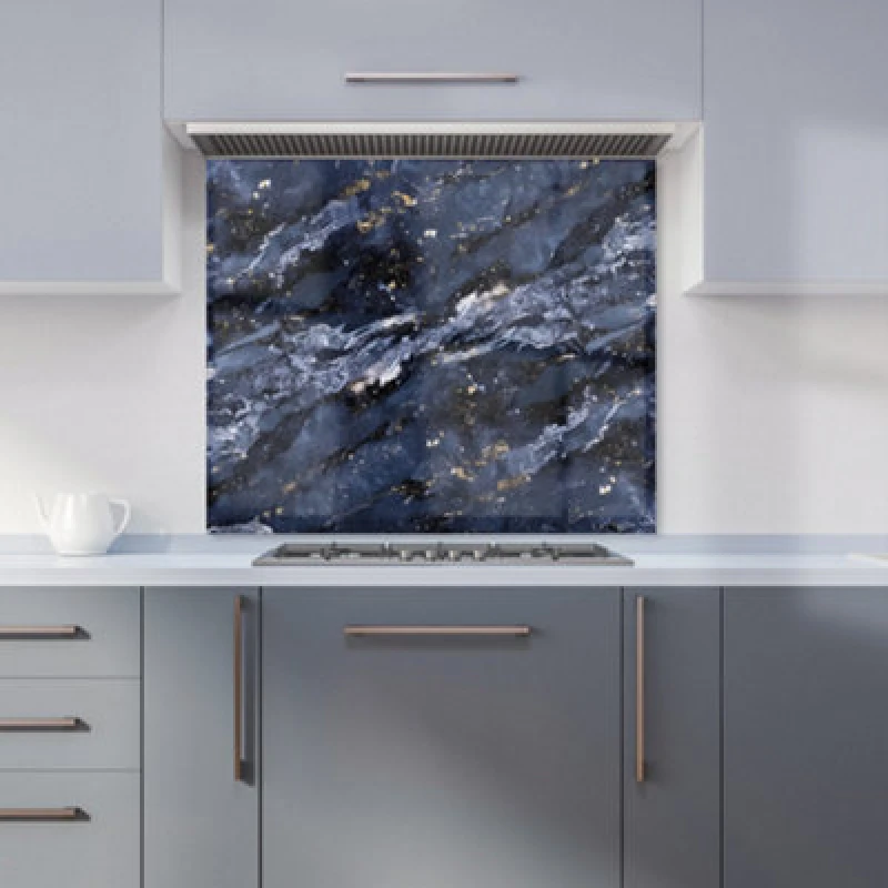 Image of Warren Reed Designer Deep Ocean Blue Quartz Effect Kitchen Splashback