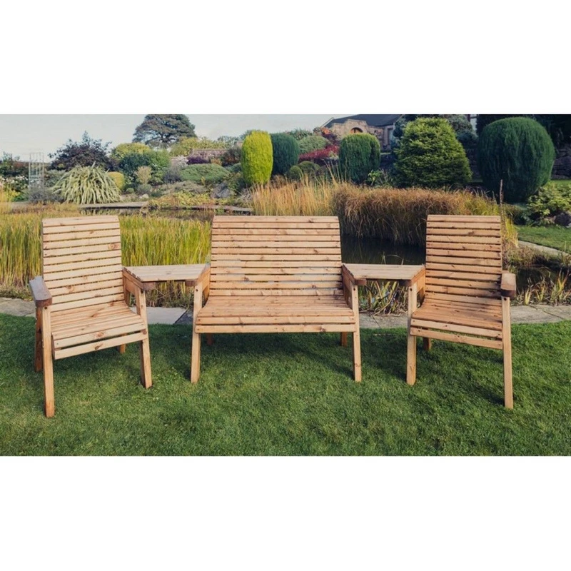 Image of Churnet Valley Garden Furniture Ltd Valley 1X2B 2XC with Tray Set - Fully Assembled - Set of Cushions Inc in Brown Brown Unisex