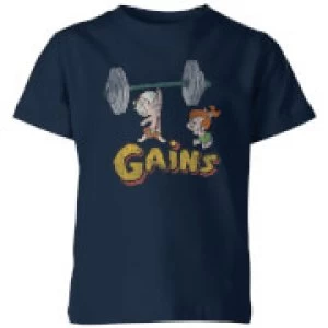 image of The Flintstones Distressed Bam Bam Gains Kids T-Shirt - Navy - 11-12 Years