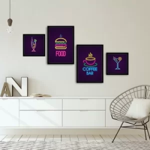 Image of 4PSCT-11 Multicolor Decorative Framed MDF Painting (4 Pieces)