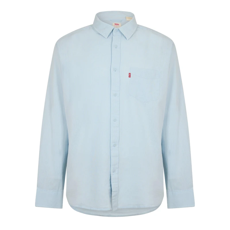 Image of Levis Mens Classic Pocket Long Sleeve Plain Shirt Niagara Mist male S