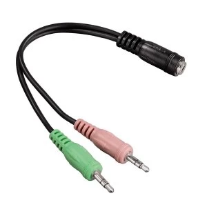 Image of Hama Jack Adapter, 4 pins, 3.5mm jack socket to 2x 3.5mm jack plug