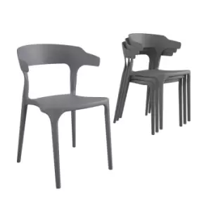 image of Dorel Felix Outdoor/Indoor Stacking Chair 4 Pack - Grey