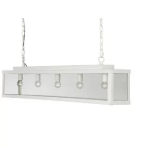 image of Linea Verdace Zenia 5 Light Straight Bar Pendant Ceiling Light White Frosted