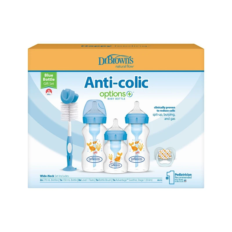 Image of Dr Brown - Options+ Wide Neck Bottle Blue Gift Set
