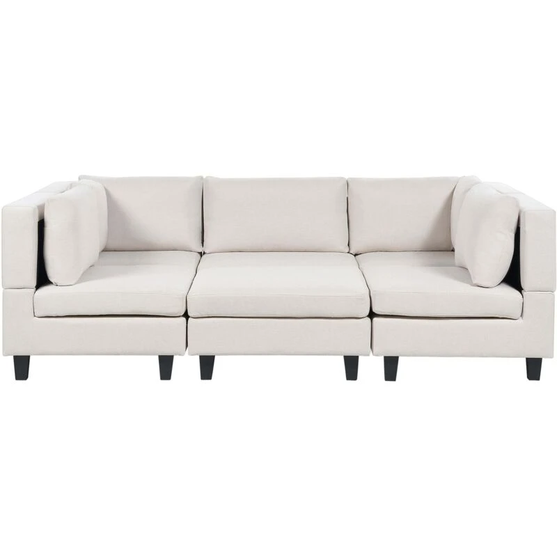 Image of Beliani Modular U-Shape Sofa 5 Seater Unstad Fabric Light Beige With Ottoman
