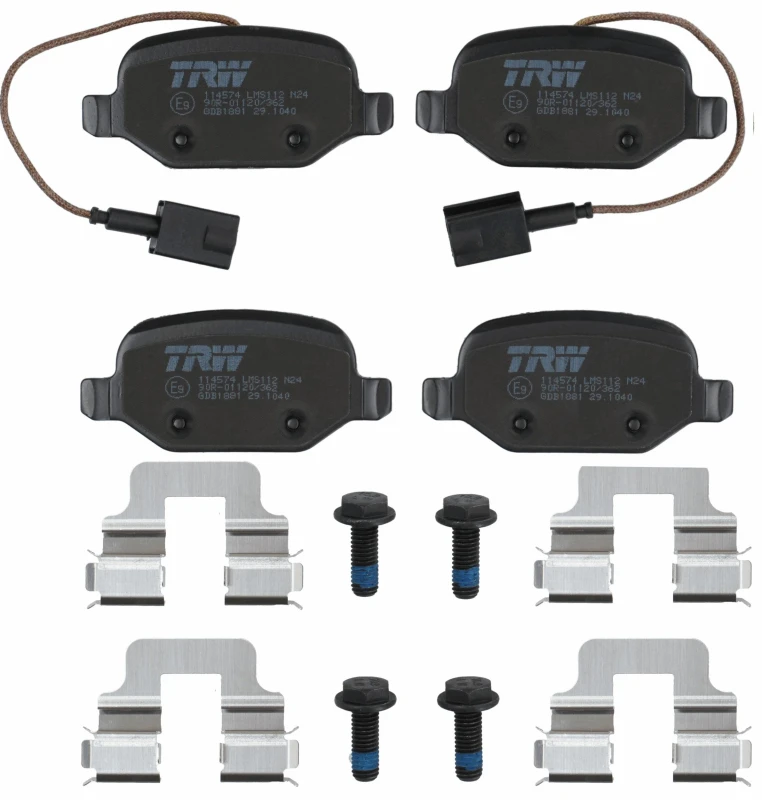 Image of TRW GDB1881 Brake pad set incl. wear warning contact, with accessories, with brake caliper screws Brake Pad Set,disc brake (402)