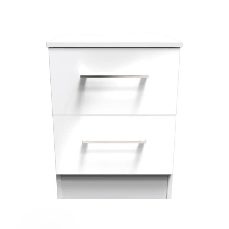 Image of Chester 2 Drawer Bedside Cabinet In White (Ready Assembled)