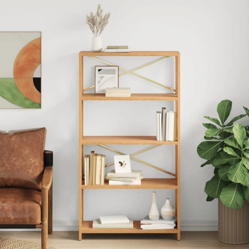 Image of Vidaxl 5-tier Shelf 80X30X146cm Solid Wood Oak, Brown 353812