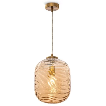 image of Maytoni Lighting - Maytoni Modern - Dunas Modern Dunas Brass Dome Pendant Ceiling Light Glass Shade