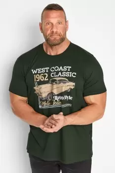 Image of Dark Green 'West Coast' Retro Style T-Shirt
