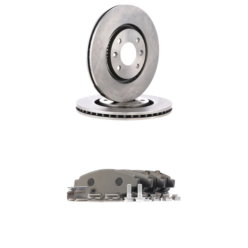 Image of RIDEX 3405B2878 Brake disc and pads set Front Axle, Brake Disc Type: Externally Vented, not prepared for wear warning indicator Brake Set,disc brakes
