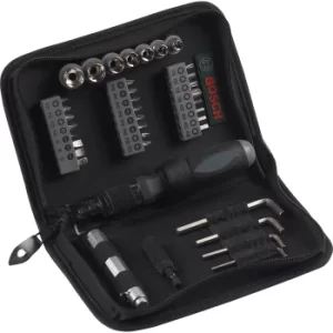 image of Bosch 38 Piece Ratchet Screwdriver Bit Socket and Hex Key Set