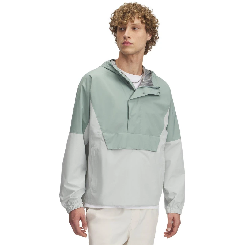 Image of Under Armour Mens Cloudstrike Waterproof Half-Zip Packable Rain Anorak Green male S